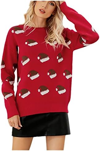 Sweater de Natal para mulheres gnomos natal de estampa gráfica malhas de malhas de malhas de malhas engraçadas Tops de malha quente de inverno