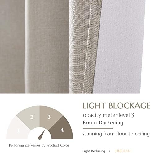 Cortinas texturizadas de linho de Jinchan para quarto de quarto quarto de cortinas escurecentes painéis de cortina de cortina de cortina