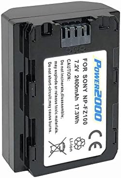 Power2000 ACD-443 NP-FZ100 Bateria recarregável para a Sony Alpha A7 III, A7R III, A9 câmeras digitais