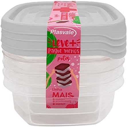 Recipientes de armazenamento de alimentos Plasvale com tampas, freezer, microondas e lavador de louça Safe - BPA