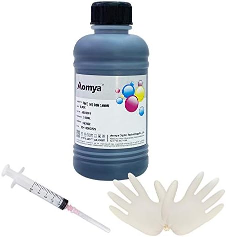 Kit de recarga de tinta preta de AOMYA Compatível com tinta de corante 250 ml para impressoras de jato de tinta Canon Sistema CISS
