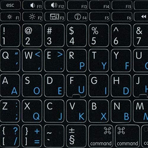 Mac English - Rótulos do teclado Dvorak no fundo preto