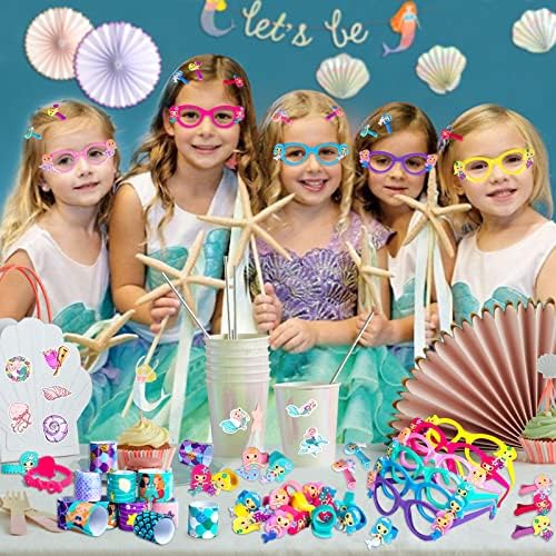 128 PCs Mermaid Party Favors Gifts for Girls, Mermaid Tased Birthday Party Decorations Toys for Kids, Mermaid Goodie