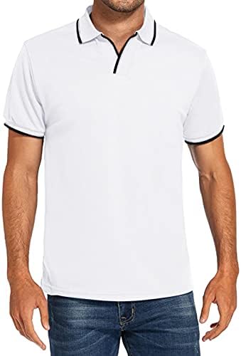 Camisas de pólo de ZDDO Mens Camisetas curtas V Neck Henley Camisa Turndown Collar Golf Tees Athletic Slim Fit Sports
