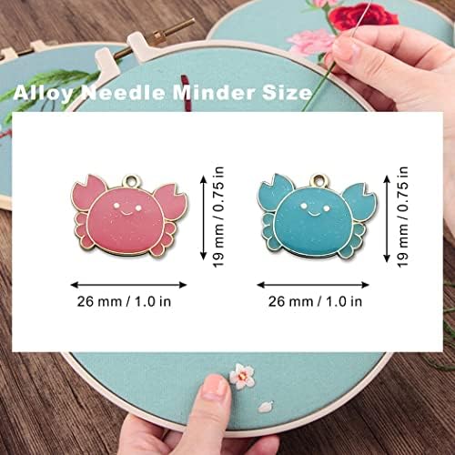 Gupengn Pink e Blue Crab Needle Minder Needleweeper para bordados de ponto cruzado, suprimentos de costura cruzada