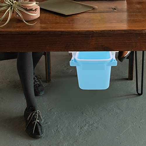 Operitacx sob a gaveta de mesa Lixo pode deslizar os recipientes de lixo de lixo de lixo lixo de lixo para armários de cozinha mesas de escritório Sky-Blue