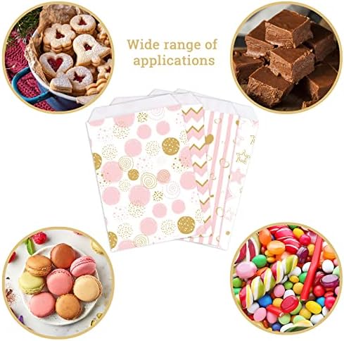 AnyDesign 120 PCs Wedding Favor Favor de doces Buffet Godies Pink Treat Bacs Sacos de chá de chá de bebê Favory Sacos