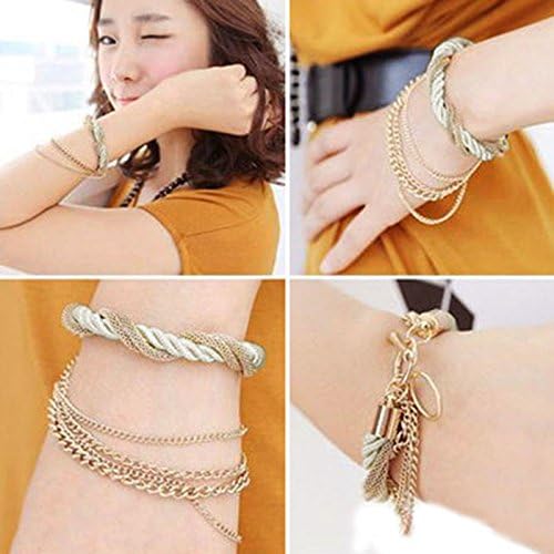 Patcharin Shop 1pc Hot Womens Made Made Chain Gold Raed Raned Multilayer Bracelet Bangle White