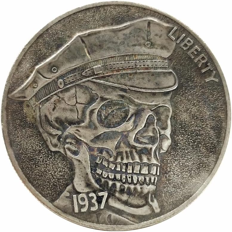 Múcula de moeda de moeda gravada American Hisabresh 1937 Homeless Skull Coin Coin Coin em relevo Coin Silver