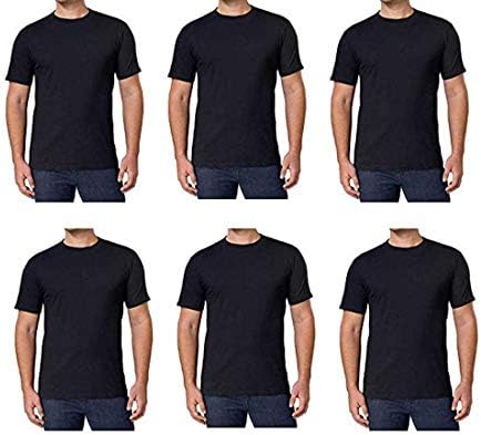 Kirkland Signature Men's Crew algodão, camiseta de pescoço, 6-Pack (preto