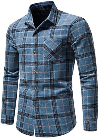 Maiyifu-gj masculino de flanela xadrez casual de flanela para baixo camisa slim fit manga longa camisas quentes de ajuste regular camisetas listradas clássicas