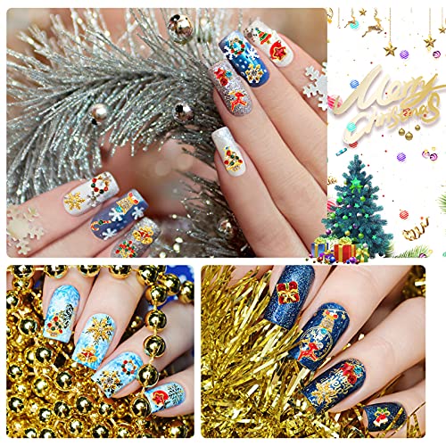 Janedream natal 24pcs unhas arte strassões 3d jóias de cristal, gemas de unhas para natal, liga de metal de metal dourado Santa