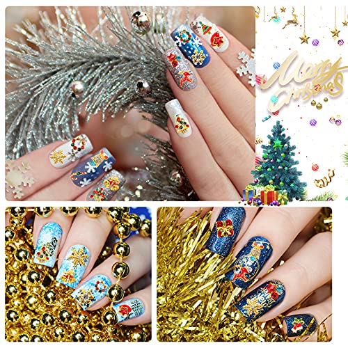 Janedream natal 24pcs unhas arte strassões 3d jóias de cristal, gemas de unhas para natal, liga de metal de metal dourado Santa rena do boneco de neve do boneco de neve