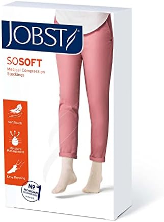 Jobst Sosoft Compression Socks, 20-30 mmhg, joelho de altura, brocado, dedo do pé fechado