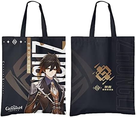 Egen Genshin Impact Canvas Bag Anime Cartoon Sacos de compras 42cm*33cm Sacos de supermercado reutilizáveis, adequados