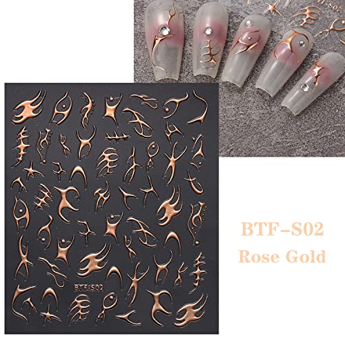 6 lençóis peixes ósseo unhas de arte adesivos gold rosa prata 3d decalques ocos de desenhos irregulares misturados de peixe autônomo