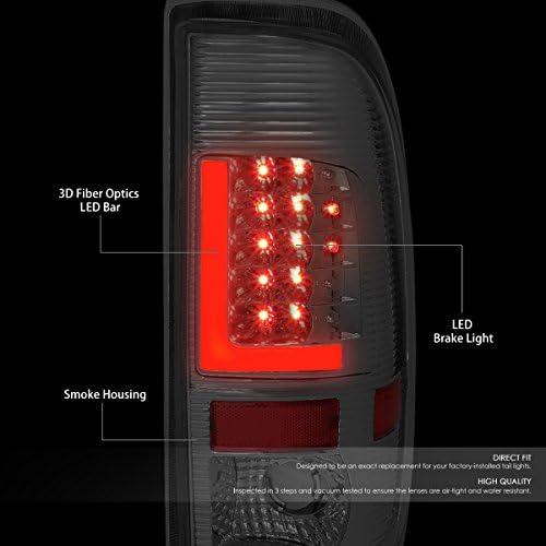 Compatível com Ford Super Duty 3rd Gen Fumado Ferador de Claro Claro + Lente Fumada de Crome Red 3D LED LUZ