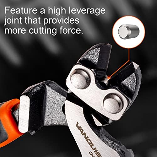 VanQuish Mini Cutter Bolt Cutter de 8 polegadas, pequena alavancagem de alta alavancagem CR-V Ferramenta de cortador de fios para