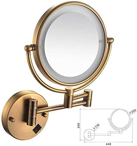 Espelho montado na parede Novo, espelho de maquiagem de carga USB 1x/3x de bronze dourado de 8 polegadas espelhos de vaidade da