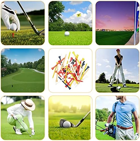 Jawflew Golf Tees - Pacote profissional de camisetas de golfe de madeira natural de 50, 3,3 , camisetas de golfe altas em massa reduzem a rotação lateral e atrito
