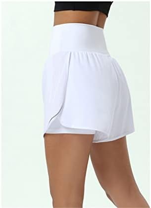 Saia esportiva feminina de cintura elástica falsa de dois peças de ioga de ioga de alta cintura Treinamento de fitness calças de tênis