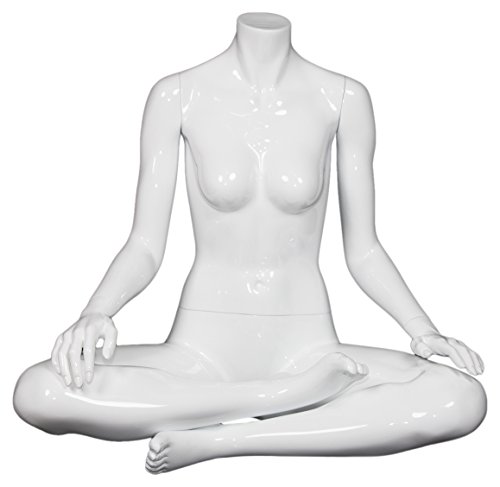 Exibição de newtech maf-s2-yoga3/sw ohm sentado yoga manequim com cabeça de ovo, branco brilhante