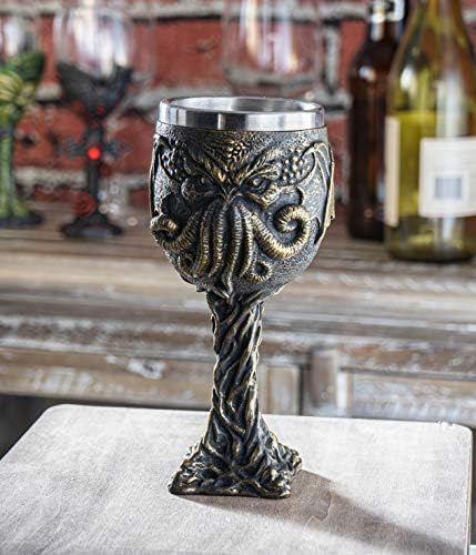 Coleção da cúpula A chamada de Cthulhu Sea Monster Goblet Glass de vinho de 6,75 polegadas de altura 7 fl oz gótico