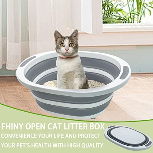 Caixa de areia de gato aberta do Fhiny, gatinho Potty Pan semi-fechado Viagem de viagem à prova d'água para gatos internos pequenos