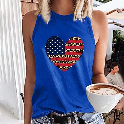 Camisas patrióticas de 4 de julho feminina Camisas patrióticas American Tank Tops Tops de verão Camiseta sem mangas EUA