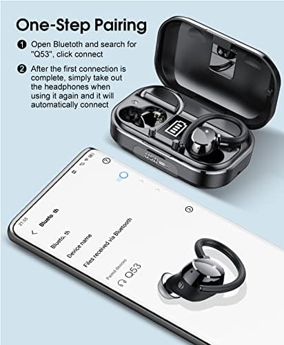 Voesud 2022 Atualize os fones de ouvido sem fio, fones de ouvido Bluetooth 5.3 com microfones, fones de ouvido sem fio funcionando