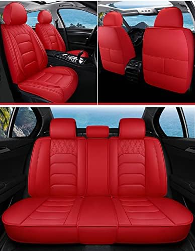 ASEAUTO 06 Covers de assento de carro de couro de luxo para mulheres meninas, 5 assentos Conjunto completo ajuste