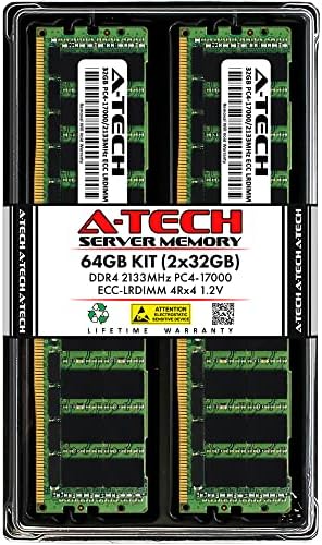 Kit A-Tech 64GB 4RX4 PC4-17000 Carga reduzida ECC LRDIMM 288-PIN DDR4-2133 QUAD RAIS