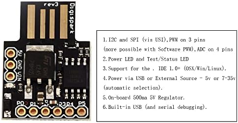2pcs Digiscark Kickstarter Attiny85 Micro USB General com placas de desenvolvimento de cabeçalho de pinos