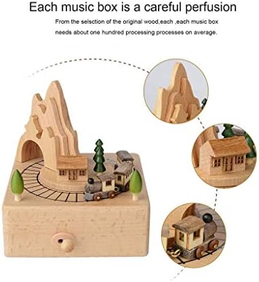 N/A Modern Natural Wooden Music Box Collectibles Birthday Gifts Desk Supplies Train Passando pelo Cavet