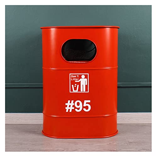 Latas de lixo de ditudo lixo pode metal retro antigo estilo industrial bucket lixo lata ornamentos latas de óleo decorações formas de ferro forjado/vermelho