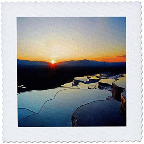 3drose Pamukkale Sunset Vector Blue and Orange - Quilt quadrados