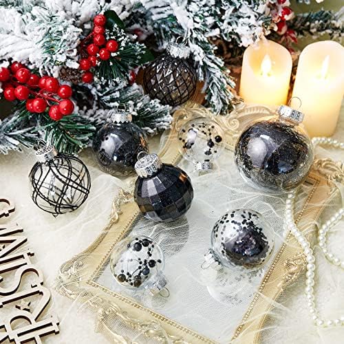 Ornamentos de bola de natal de 30ct-60mm/2,36 Bolas de natal de plástico transparente de plástico transparente com decorações