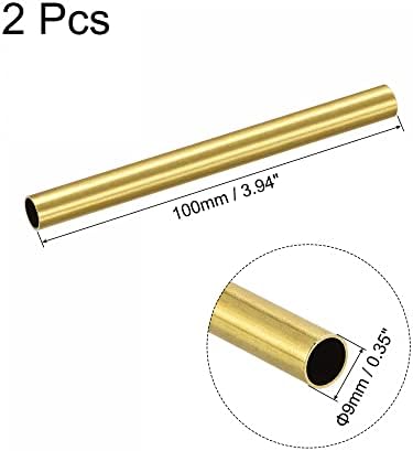 tubo redondo de latão de uxcell 9mm od od 0,5 mm espessura de parede de 100 mm de comprimento tubo de tubo 2 pcs