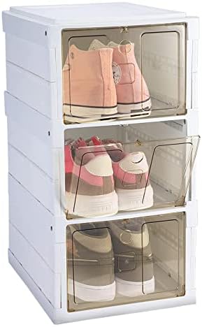 Caixas de armazenamento de sapatos, armário de armazenamento de sapatos dobráveis ​​de plástico transparente, montagem fácil