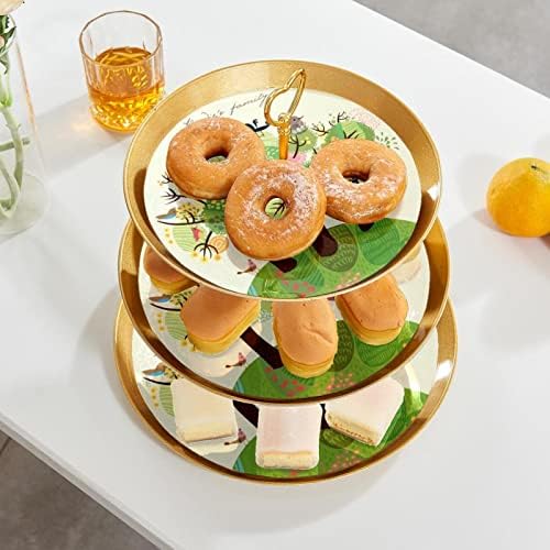 Pássaros de cupcakes de 3 camadas no servidor de comida de festa da árvore exibir Stand Fruit Plate Decorating para casamento,