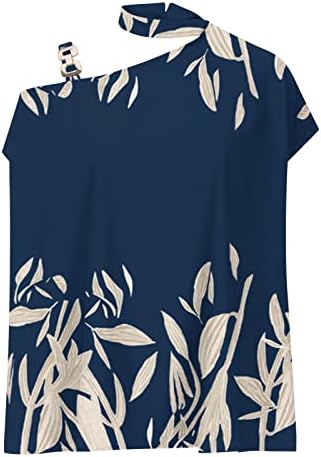 Camiseta da moda para mulheres pescoço um ombro Blusa Blusa Floral Camisetas de manga curta Tops de verão