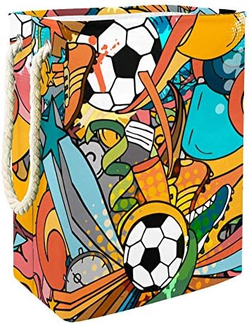 Padrão inomer sem costura com bola de futebol 300d Oxford PVC Roupas à prova d'água cesto de roupa grande para cobertores Toys