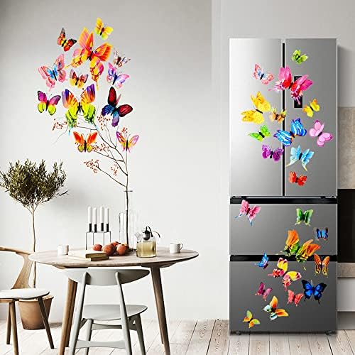 Leehby 3d Butterfly Wall Decor ， 36pcs ímãs de geladeira de borboleta ， ímãs de geladeira adesivos de parede para decoração de