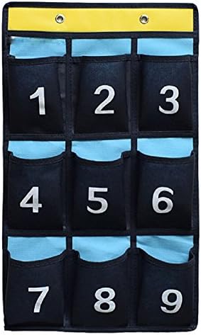 NIMES Numered Organizer Classroom Pocket Chart para cálculos de telefones celulares Blue Blue
