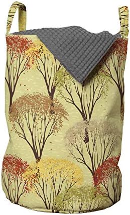 Bolsa de lavanderia de outono de outono lunarável, design de floresta inspirado folhas coloridas de imagens de natureza sazonal