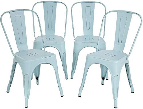Cadeiras de jantar de cadeira de metal FDW Conjunto de 4 cadeira de pátio de 18 polegadas de altura da altura da sala de jantar Cadeira