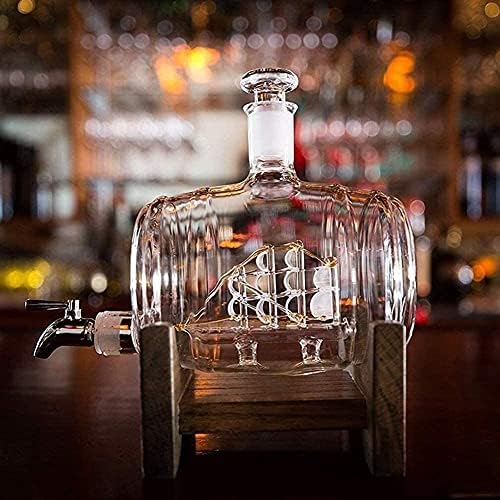 Whisky Decanter Wine Decanters Decanters velejando Navio de aço inoxidável Spigot Liquor Dispensador para Tequila Bourbon