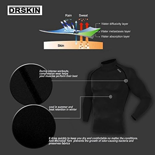 Drskin 4, 3, 1 pacote camisas de compressão masculinas de manga longa de manga longa Baselayer Workout Running Gym Athletic Active