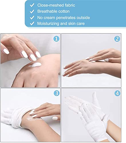 3 pares luvas hidratantes em algodão branco de dormir noturno | Inspeção cosmética Premium Pano Qualidade | Eczema sensível