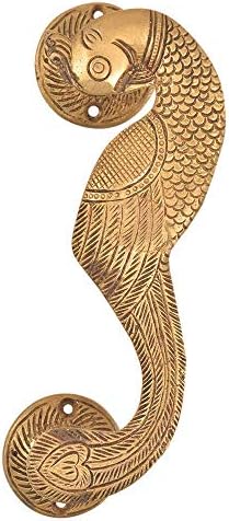 Prateleira indiana vocalforlocal pavão artesanal dourado 2 peças de bronze maçanetas decorativas de portas definidas puxadas para cozinha